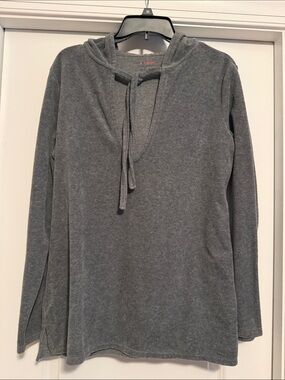 New York & Company Gray Hooded Pullover Sweatshirt